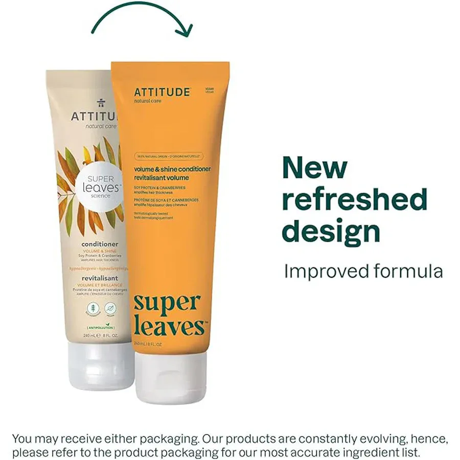 Attitude Super Leaves Volume & Shine Conditioner, Soy Protein and Cranberries 240ml