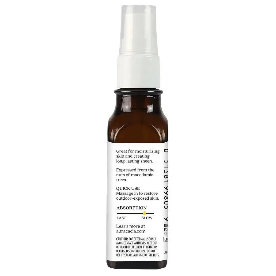 Aura Cacia Organic Macadamia Skin Care Oil 1 oz Oil