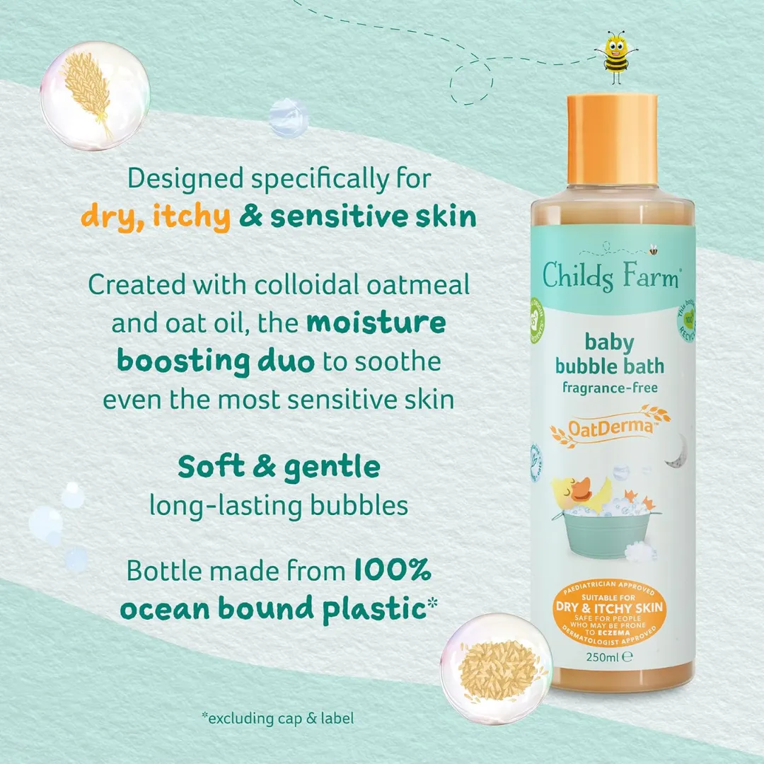 Childs Farm Oat Derma Baby Bubble Bath Fragrance-Free 250ml (T)