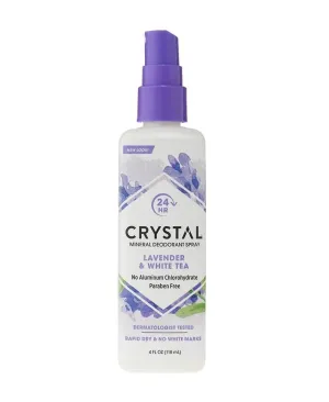 Crystal Body Deodorant Mineral Deodorant Spray Lavender & White Tea 4 oz Liquid