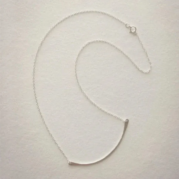 Curved Bar Necklace | Choice of Sterling Silver or Gold Dipped