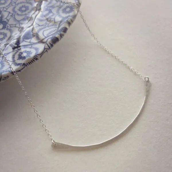 Curved Bar Necklace | Choice of Sterling Silver or Gold Dipped