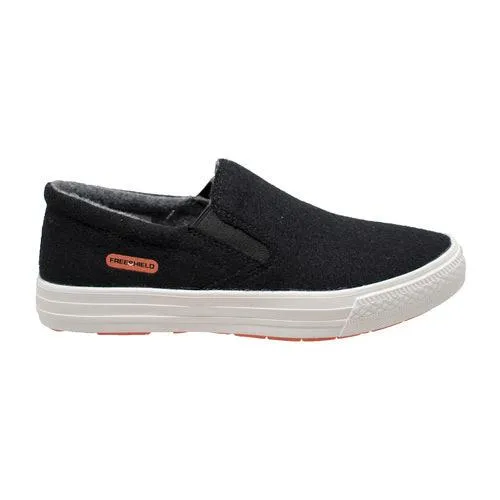 FreeShield Womens Real Wool Casual Slip On Black Shoe