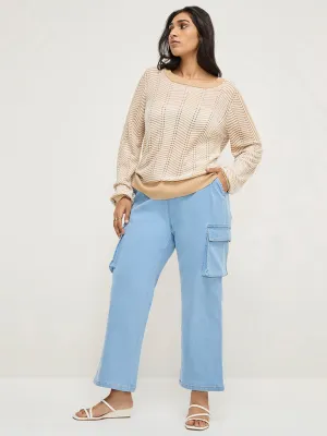 Gia Light Blue Cargo-Style Straight - Fit High - Rise Jeans