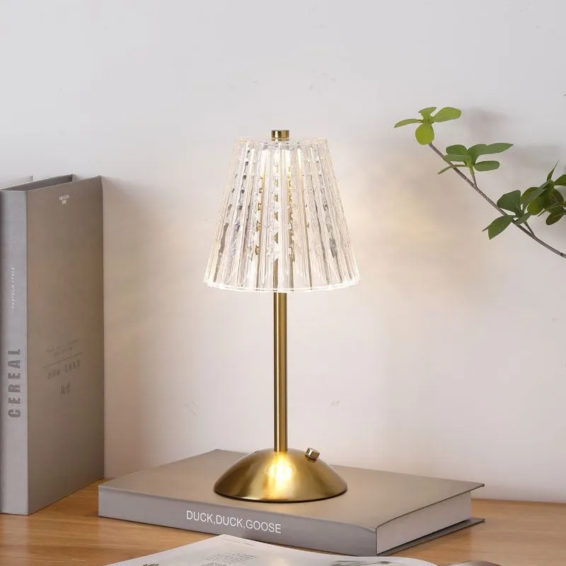 Minimalist Metal Luxury Touch Table Lamp – Creative Diamond Bedroom Nightstand Light, Elegant Touch Control Ambience Lamp