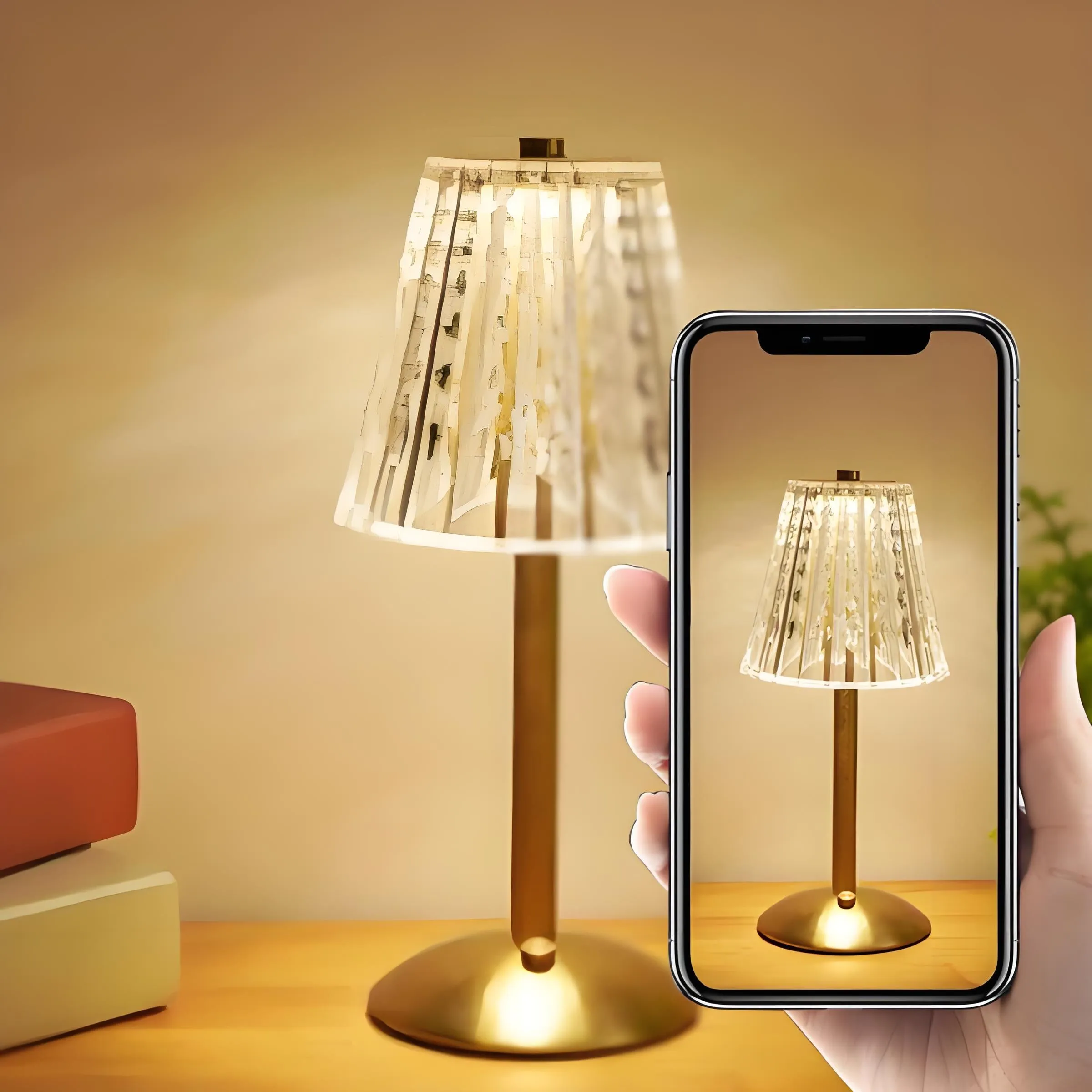 Minimalist Metal Luxury Touch Table Lamp – Creative Diamond Bedroom Nightstand Light, Elegant Touch Control Ambience Lamp