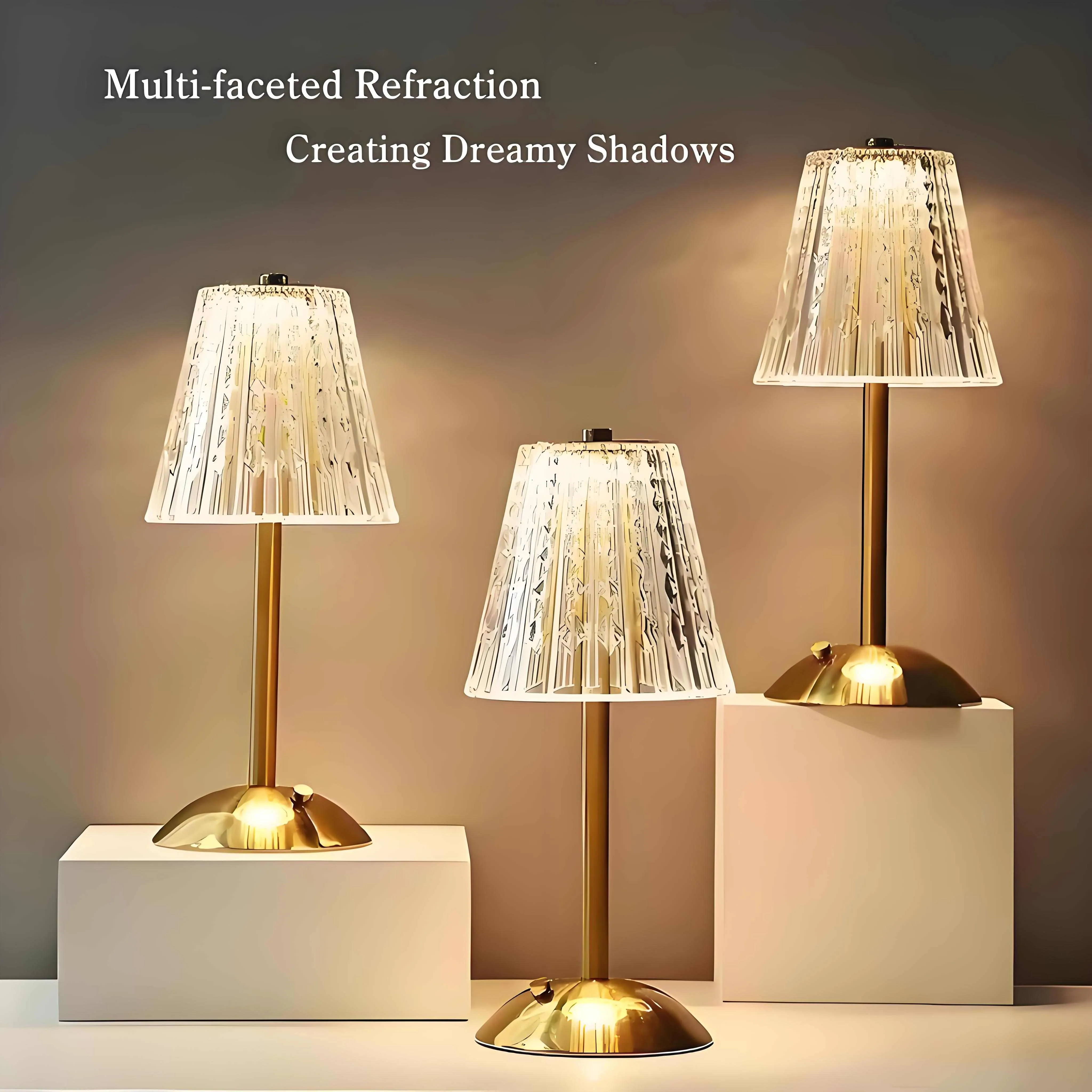 Minimalist Metal Luxury Touch Table Lamp – Creative Diamond Bedroom Nightstand Light, Elegant Touch Control Ambience Lamp