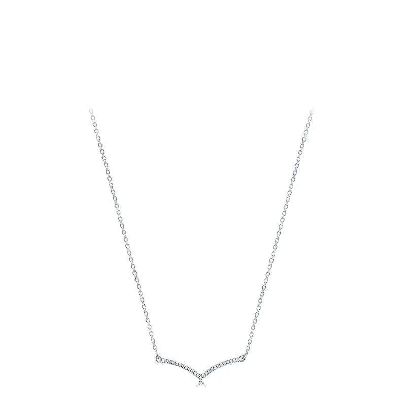 Sparkling Zircon Sterling Silver Girl Necklace - Elegant Minimalist Design