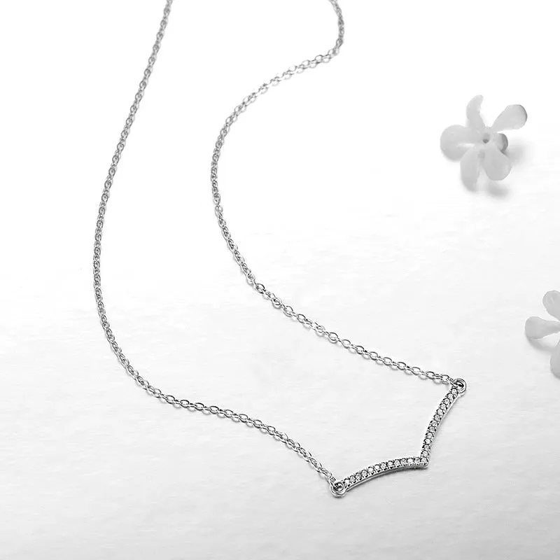 Sparkling Zircon Sterling Silver Girl Necklace - Elegant Minimalist Design