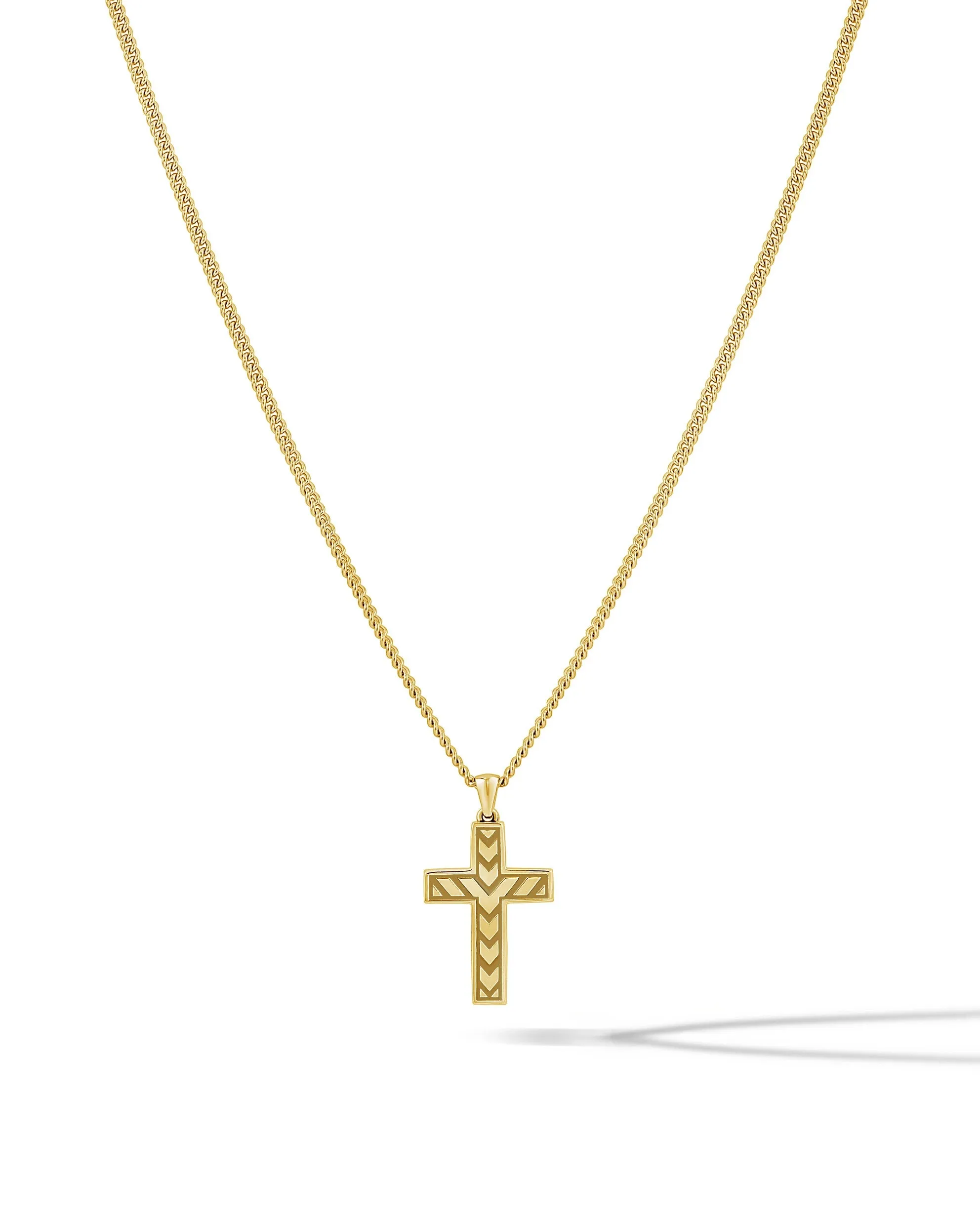 Stone Cross Pendant -  14K Gold Onyx