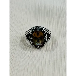 Topaz Axinite Sterling Silver Mens Islamic Ottoman Ring